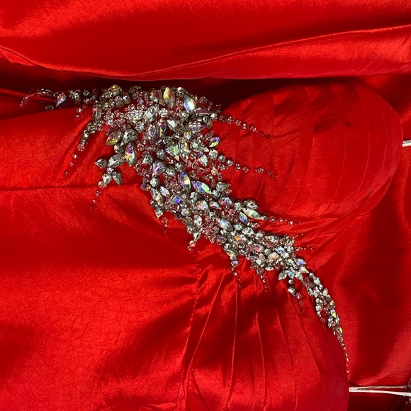 Red Tony Bowls Pageant Prom Gown - Picture 7 of 14